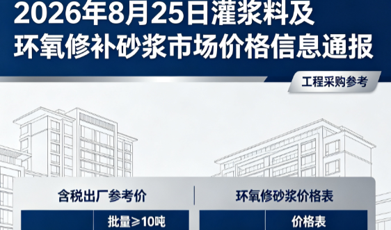 晋城2026年8月25日灌浆料及环氧修补砂浆市场价格信息通报